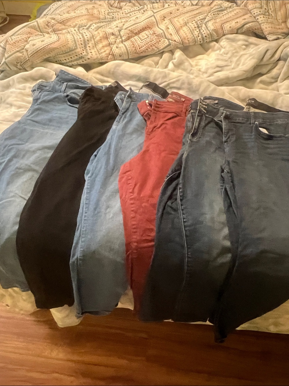 torrid High-Rise Jeans Bundle in Light Blue, Black, Red, and Dark Blue